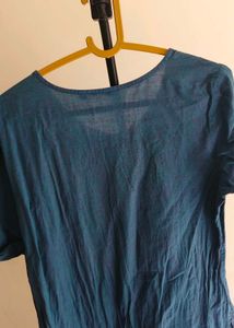 Teal Blue Linen Kurti