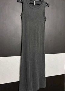 Gray Ribbed Tank Dress