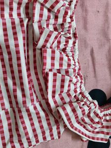 SHEIN Off-Shoulder Striped Ruffle Top