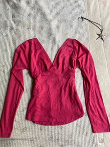 Cute Butterfly Embellished Pink Top