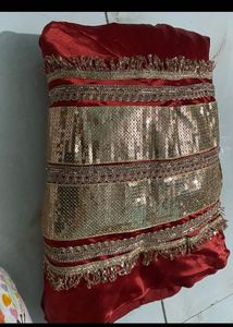 Red Silk Skirt with Gold Embellishments