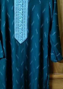 Stylish Green Kurta with White Embroidery