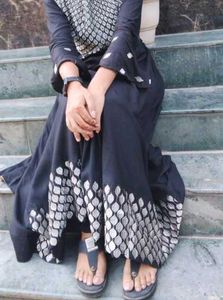 Elegant Black Kurta with Silver Embellishments