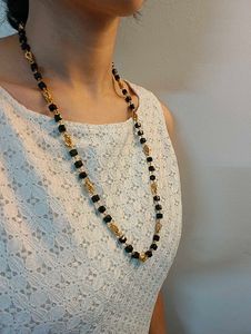 Elegant Black & Gold Beaded Necklace