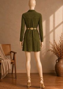 🫒 Olive Vintage Glam Shirt Dress