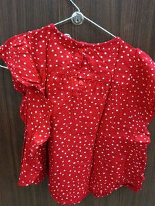 Red Polka Dot Ruffle Top