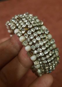 Sparkling Rhinestone &amp; Pearl Stretch Bracelet