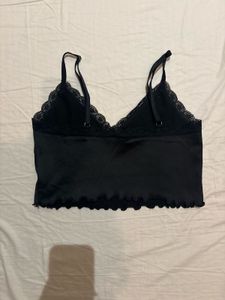 H&amp;M Black Lace Trim Cami Top (M)
