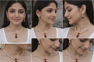 Elegant Ruby & Diamond Necklace Set