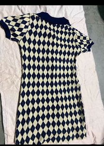 Chic Argyle Knit Mini Dress