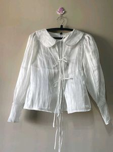 White Poet Blouse with Tie