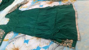 Elegant Green Embroidered sharara kurta set