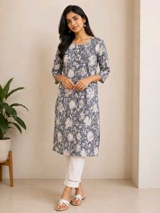 3 Kurtas combo 2 Floral Print  and 1 violet ku