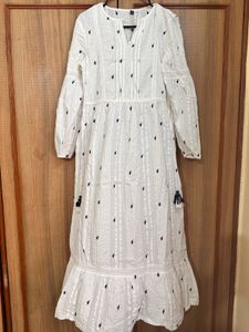 Bohemian Boutique Cotton Dress with Adjustable Dra