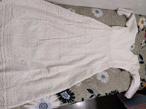 Elegant White Chikankari Maxi Dress