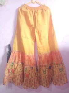 Vibrant Orange layered sharara suit