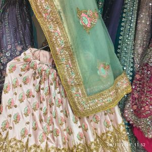 Exquisite Pink &amp; Mint Lehenga Choli