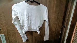White Long Sleeve Crop Top