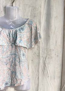 Boho Paisley Print Flutter Sleeve Top