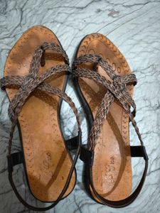 Braided Strap Brown Sandals