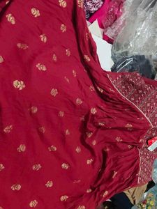 Beautiful Red Kurta with Golden Print