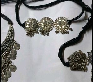 Bohemian Oxidized Silver Necklace Set