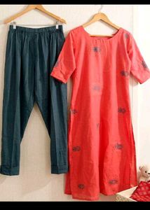 dark peach  Kurta Set with Pants