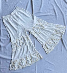 White Embellished Palazzos