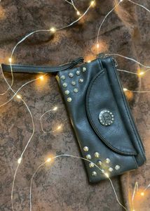 Studded Black Clutch Wallet
