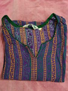 Purple Striped Cotton Kurta