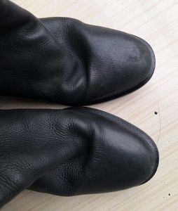 Black Faux Leather Block Heel Ankle Boots