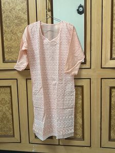 Peach Chikankari Kurta