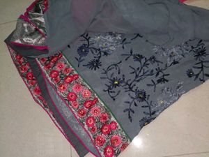 Vibrant Pink Dupatta with Embellishments