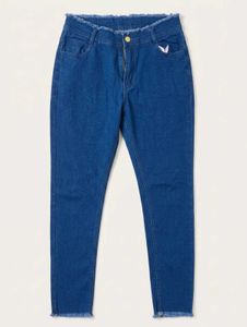 Blue Frayed Hem Denim Jeans