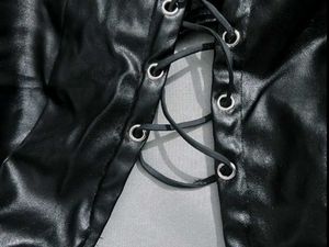 Black Faux Leather Halter Top