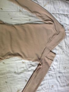 Chic Beige Long Sleeve Midi Dress