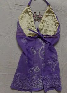 Embroidered Purple Halter Neck y2k