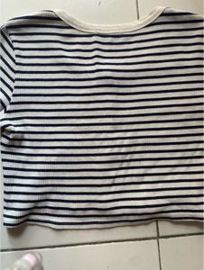 Striped Button-Up Crop Top