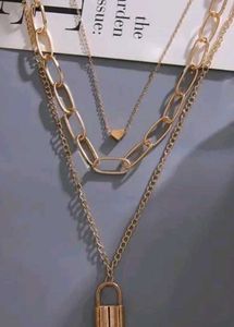 stylish Layered Gold Heart Necklace