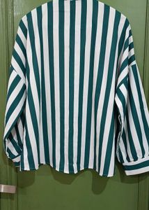 Vertical Stripe Button-Up Shirt