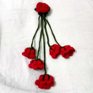 Red Crochet Flower Hair Tie