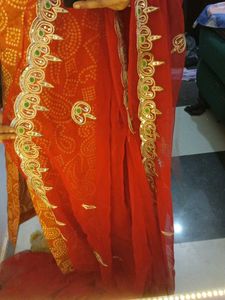 Vibrant Red Embellished Saree