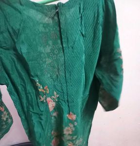 Green Floral Print Kurta with dupatta