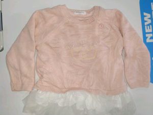 Balabala Baby Girl Soft Knit Crown Top with Net Ru