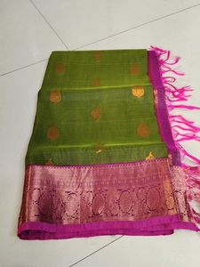 Green colour soft silk saree