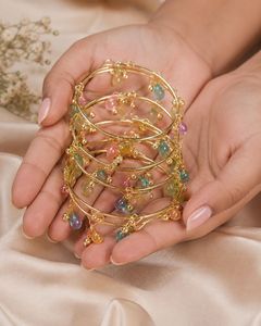 set of 8 Kashmiri Bangles with beads