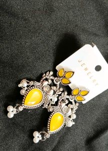 Elegant Yellow Stone Peacock Earrings