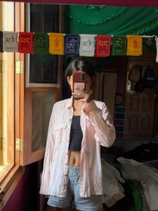 Pale Pink Oversized Button-Up Shirt