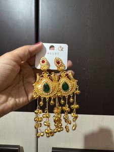 Exquisite Gold Plated Emerald Earrings