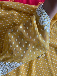 Embroidered Mustard Yellow Saree